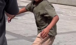 Kid pulls off impressive skateboarding trick