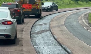 Car Reverses Through Construction Zone