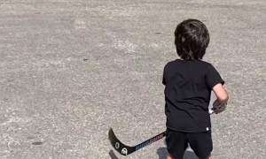 Boy Makes Incredible Trick Shots With Hockey Stick