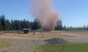 Dust Tornado In Washington Pumpkin Patch
