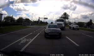 Cement Truck Merges Into SUV