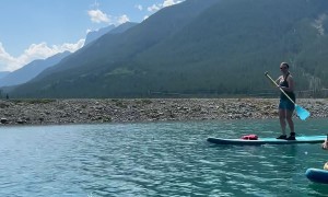 Dog Takes on Stand Up Paddleboarding