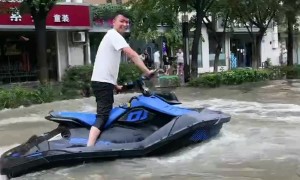 Jet Skiing Through Flooded Streets