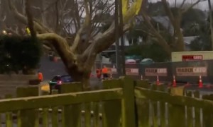 Construction Workers Play During Work