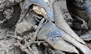 Dirt Bike Gets Stuck In The Mud