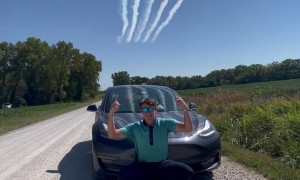 Blue Angels Fly Over Perfect Car Picture