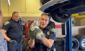 Indiana State Police rescue kitten from car engine