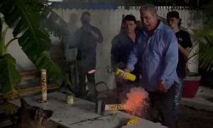 Dog Tips Over Fireworks