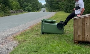 Raccoons Refuge In Garbage Bin