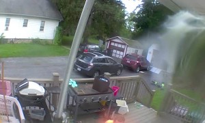 Ladder Collapses Under Power Washer