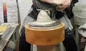 Potter's Shirt Get's Caught in the Clay