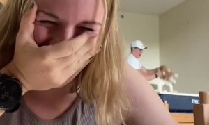 Guy Plays With Cat During Partner's Online Class