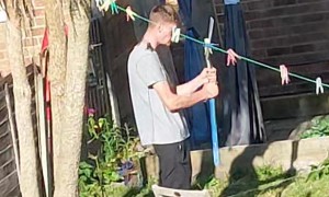 Neighbor Hits Himself With Shovel