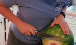 Slicing A Melon With A Melon-Slicer