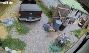 Cornered Deer Dodges Directly Into Man