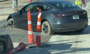 Car Stuck In Wet Concrete