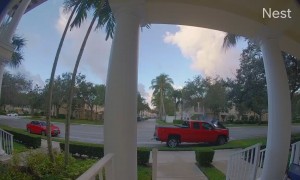 Walking Out The Door To Truck Being Wrecked