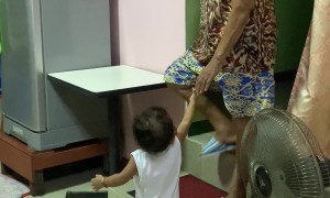 Little Gentleman Helps Grandma Down Steps