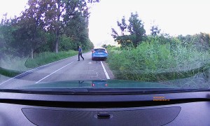 Close Call With A Passing Car