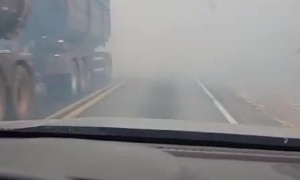 Wildfire Smoke Suddenly Lower Visibility on Road