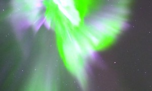 Looking Up At the Aurora Borealis in Manitoba