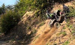 Hill Climb Attempt Rolls ATV