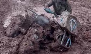 ATV Gets Stuck in Mud Pit