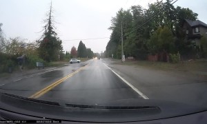 Near Miss With Slow-Crossing Car