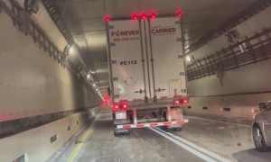 Truck Scrapes In The Sumner Tunnel