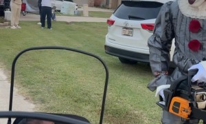 Chainsaw Clown Screams At Children