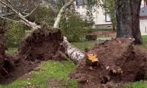 Impressive damage still in city center of Brest following passage of Storm Cairan