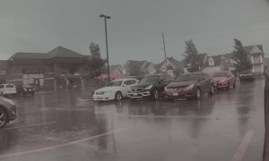 Tesla Cam Captures Tornado Tearing Up Parking Lot
