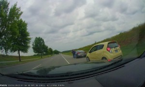 Compact Car Spins Out on Interstate