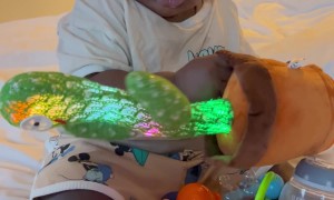 Baby Reacts to Talking Cactus Toy