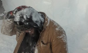 Man Comically Trapped Outside South Pole Doors