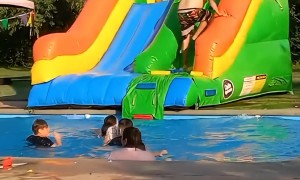 Man Overturns Inflatable Slide