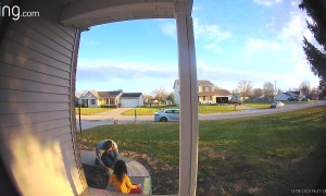 Father-Daughter Moment Caught on Doorbell Cam