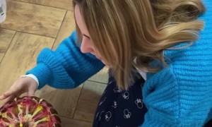 Mom Sharing Recipe Drops Cake