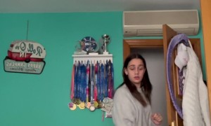 Girl Jumps Up and Breaks Light