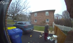 Guy Falls and Drops Recycling