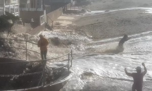 Houses Below Sea Level Damaged By Stormy Water