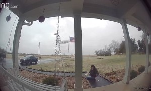 Woman Slips and Falls on Invisible Ice