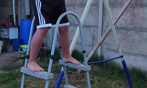 Dancing Daughter Falls Off Ladder