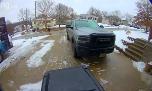 Man Slides Down Driveway and Into Street