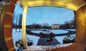 Meg Descends Stairs Carefully Only to Slip at the Bottom