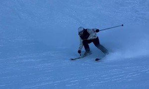 Skiing Beginner Slides Straight Into Camera