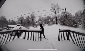 Doorbell Camera Catches Man Falling on His Back