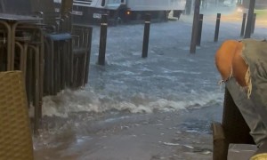 Streets Suddenly Splashing During Supper In Spain