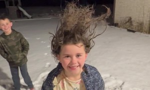 Family Tries Wet Hair Challenge in Frigid Temperatures