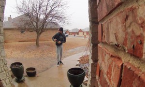 Dad Checks on Son After He Slips on Icy Walkway